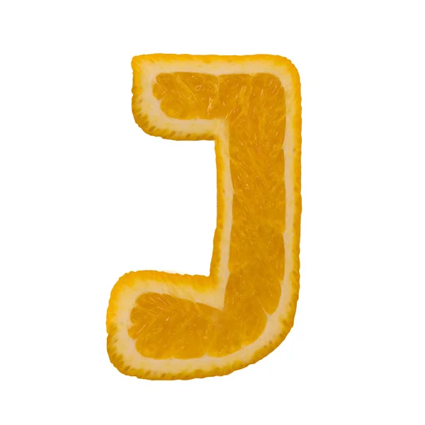 柑橘的字体。字母 j — 图库照片