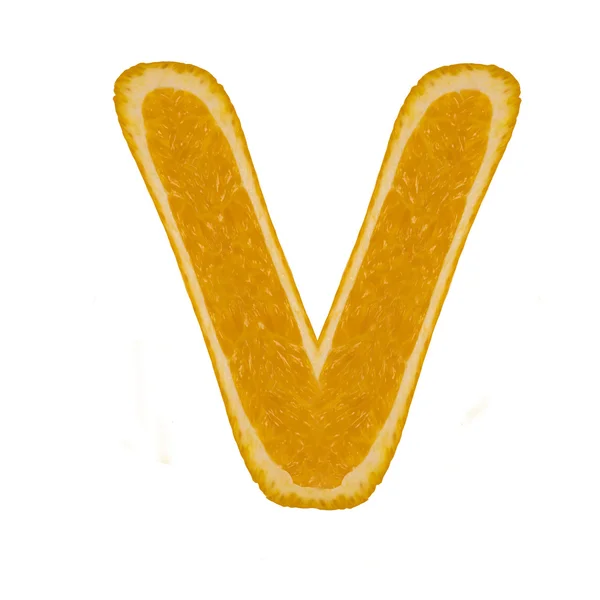 柑橘的字体。字母 v — 图库照片