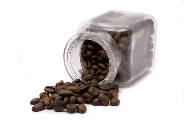 玻璃瓶中的咖啡豆 — 图库照片