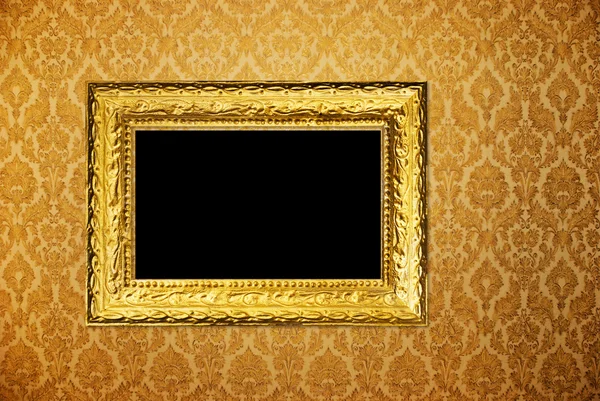 Vintage çerçevesinin üzerine altın duvar kağıdı — Stok fotoğraf
