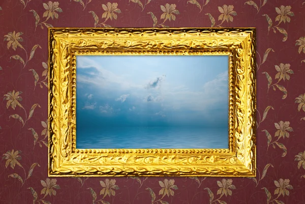 Vintage frame with sea view picture. — Stock Photo, Image