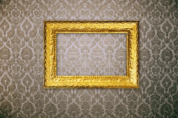 Cadre en or sur papier peint vintage — Photo