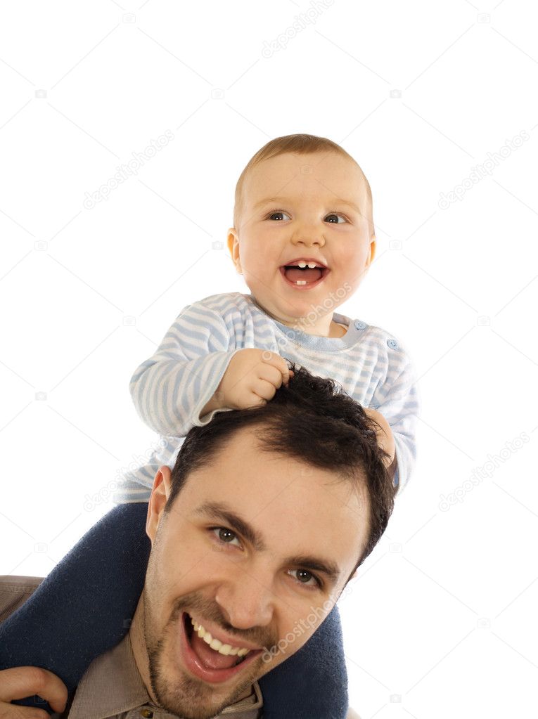 Happy man and his baby