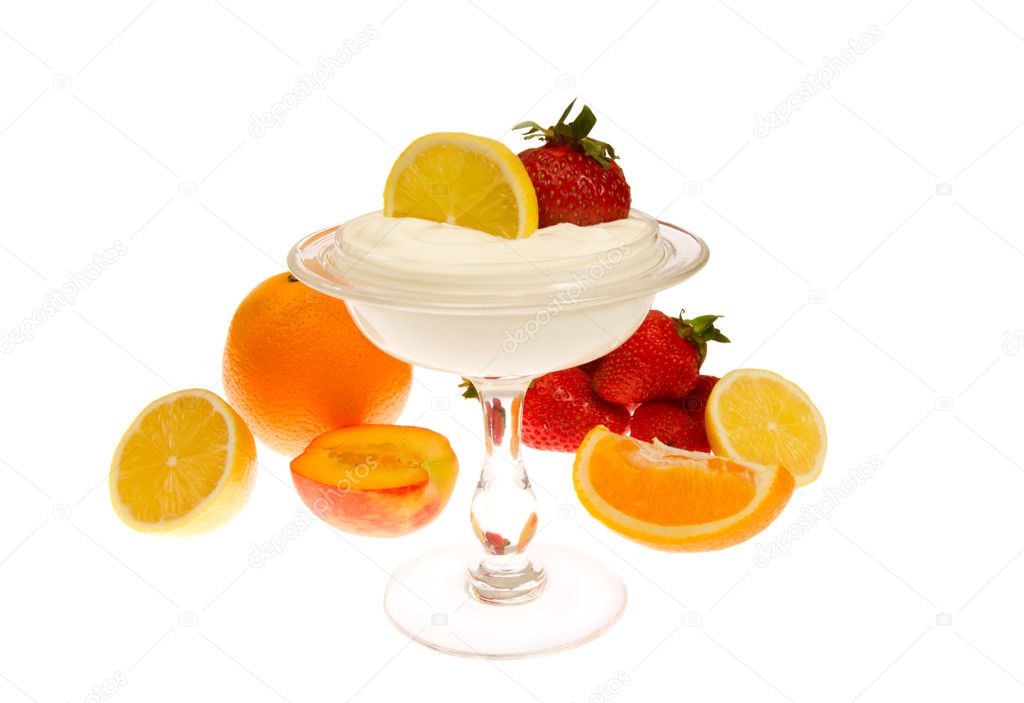 Fruits with cream