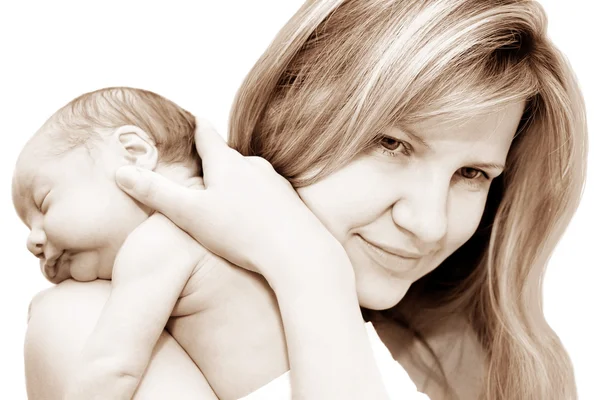 Kobieta i noworodek — Zdjęcie stockowe