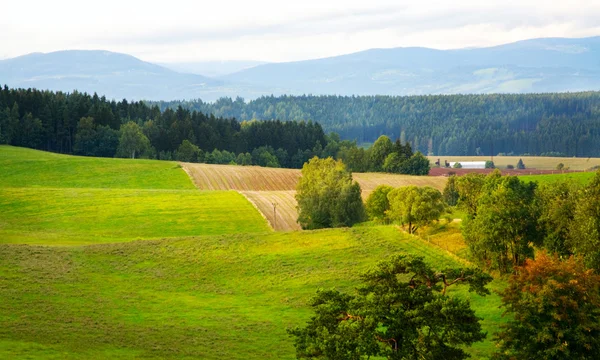 Plöjde fält i Tjeckien — Stockfoto