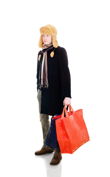 Young fellow with big bags — Stock Photo, Image