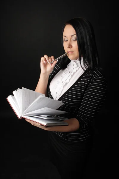 Girl with the daily log — Stock Photo, Image