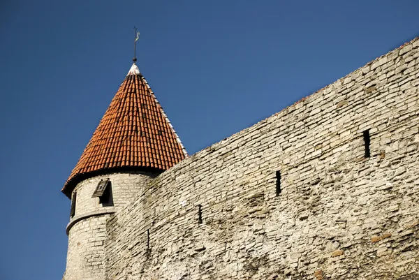 stock image Old town and wall in Tallinn