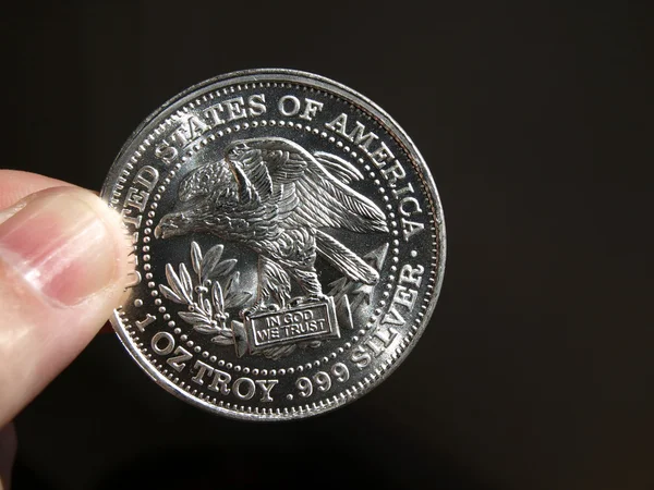 An once of silver bullion — Stock Photo, Image