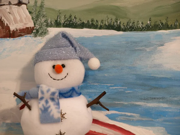 Boneco de neve à espera do Natal — Fotografia de Stock