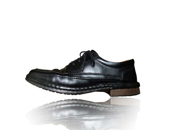 Black leather shoe — Stock Photo, Image