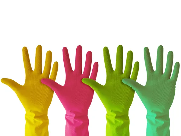 Colorful rubber gloves — Stock Photo, Image