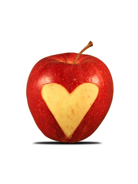 Apfel mit Herz-Form — Stockfoto