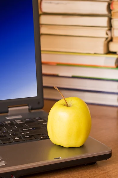 stock image Laptop with yellow apple