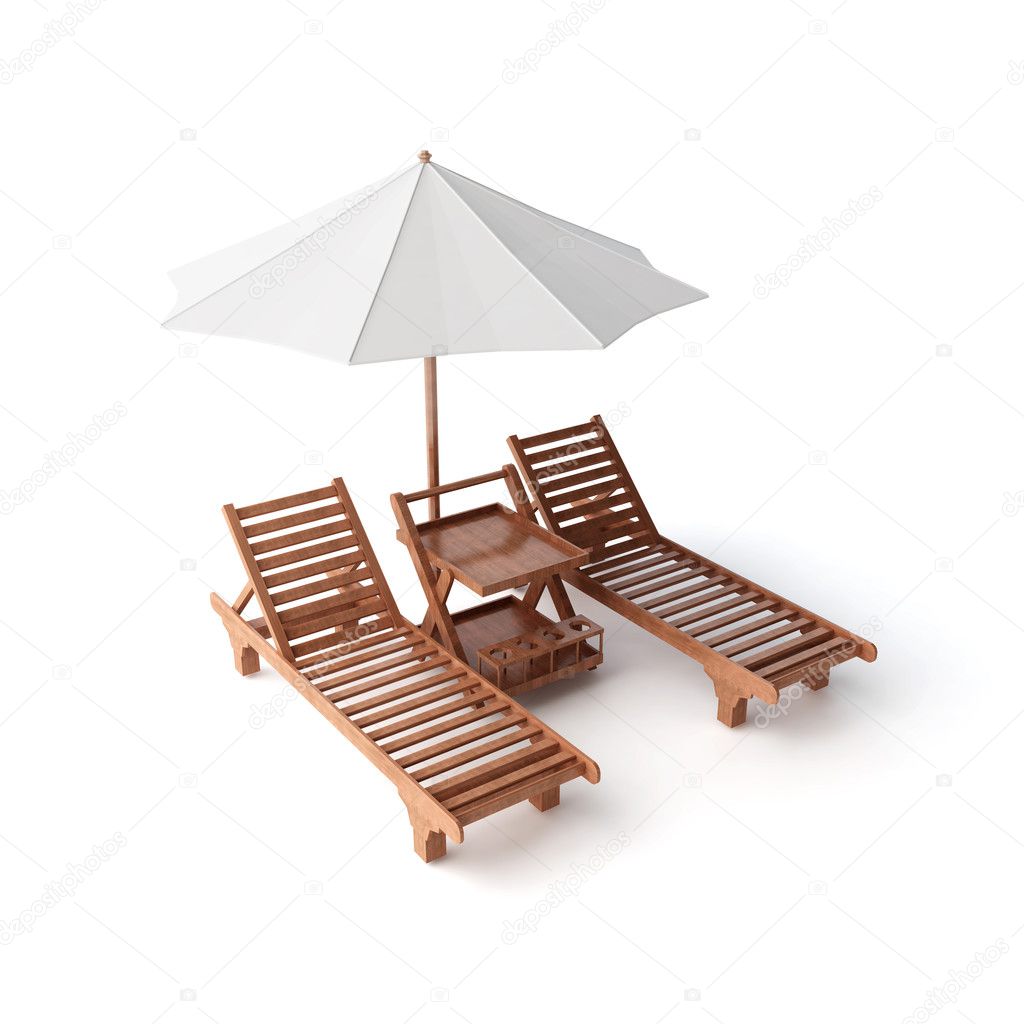 Two chairs and umbrella
