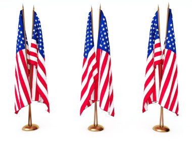 Flags of the United State isolated white clipart