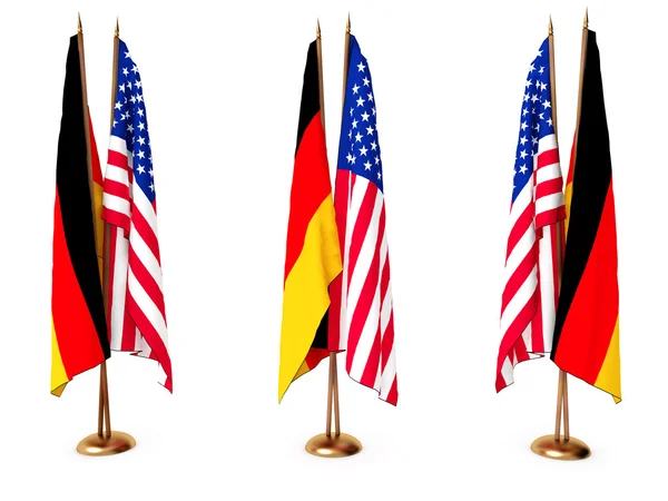 德国和美国的旗子 — 图库照片