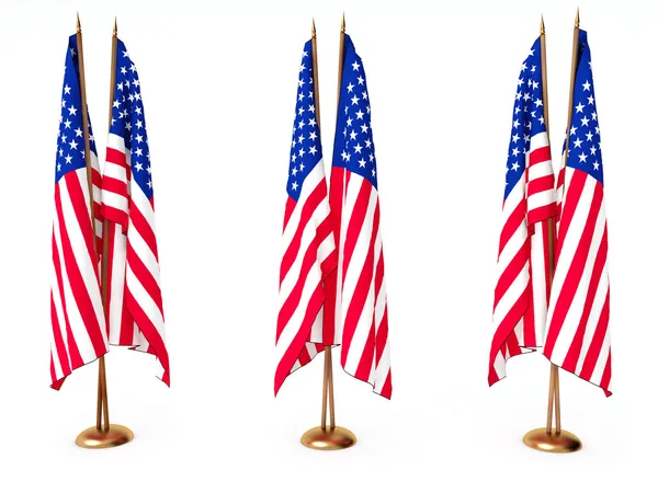 Bandiere degli Stati Uniti isolate bianche Immagine Stock