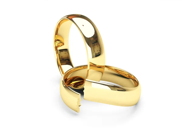 Broken gold wedding rings — Stock Photo, Image