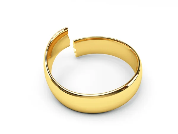 Разбитое золотое обручальное кольцо — стоковое фото