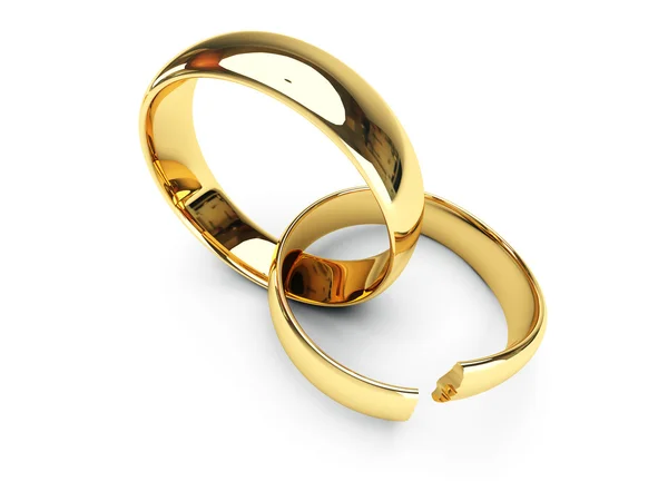 Zlomkové zlato snubní prsteny — Stock fotografie