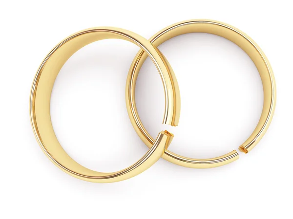 Anéis de casamento de ouro quebrado — Fotografia de Stock