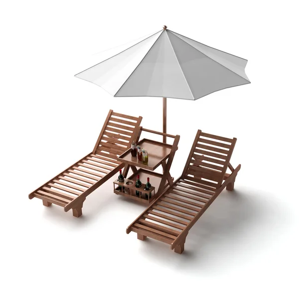 Two chairs and umbrella Royalty Free Stock Images