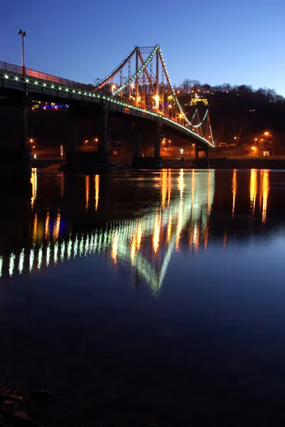 Foot bridge cross the Dniper river — Stock Photo, Image