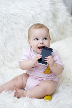 Toddler and phone clipart