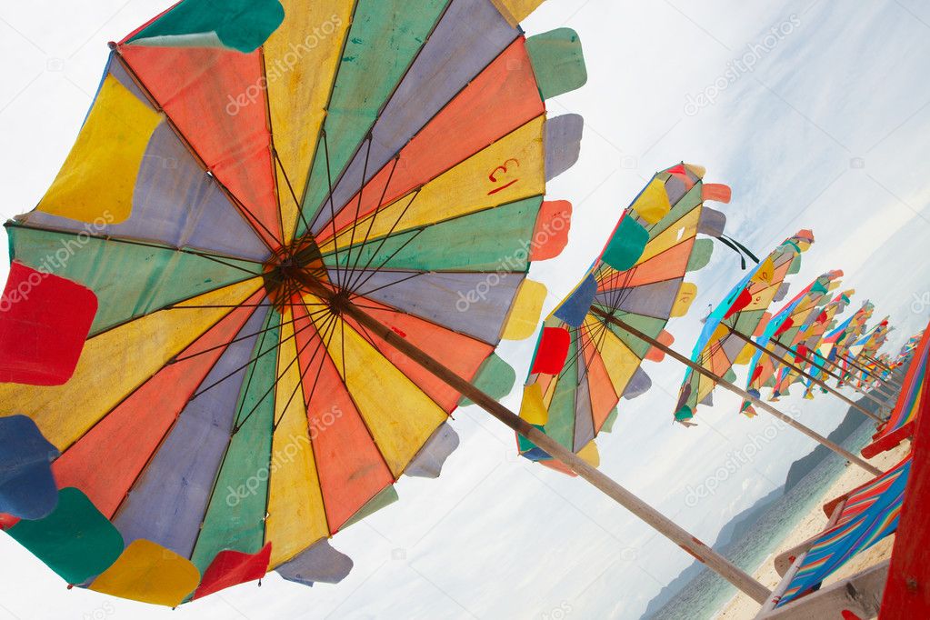Multi coloured happy parasols