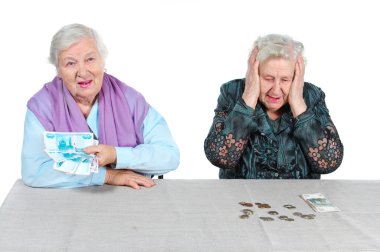 Two Grandma is counting money. clipart