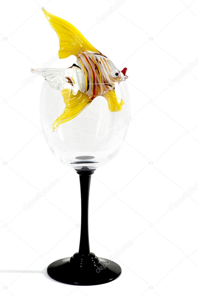 Colour small fish in a glass
