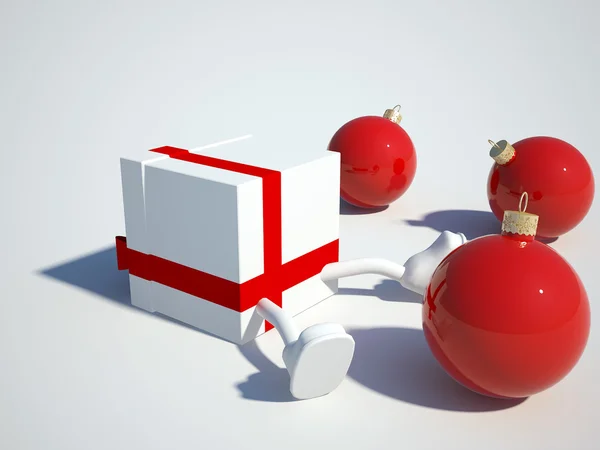 Box with Christmas balls — Stock Photo, Image