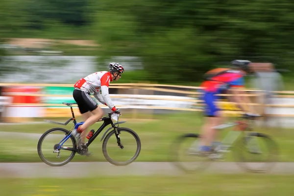 stock image Mountain Biker in race