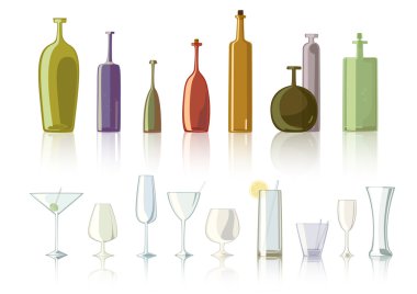 Bottles and glasses clipart