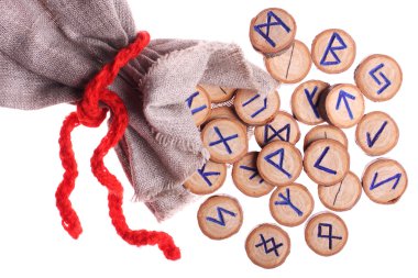 Runes and pouch isolated clipart
