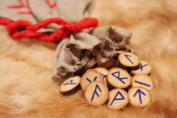 Runes with pouch — Stock Photo, Image
