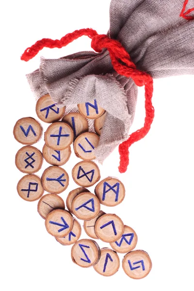 stock image Runes and pouch isolated