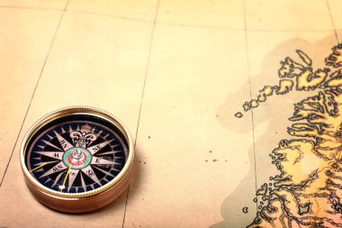 Compass on old map clipart