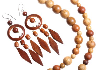 Wooden beads and earrings clipart