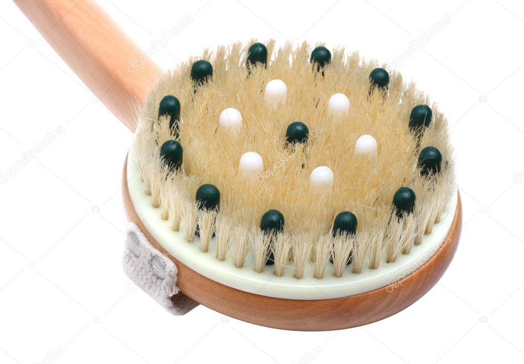 Wooden massager with natural bristle