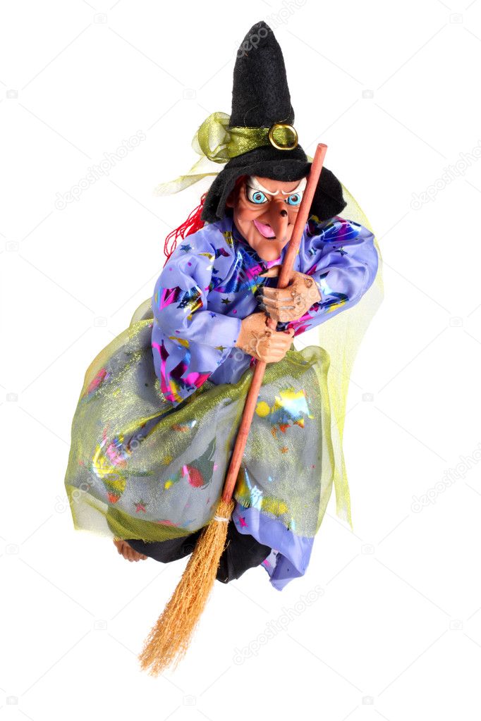 Witch flying on the broom