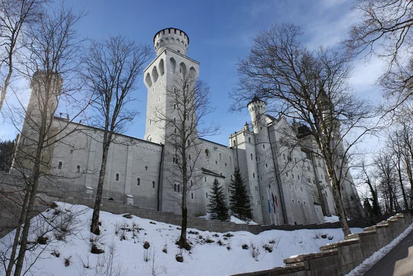 Facciata del castello di Neuschwanstein Fotografia Stock