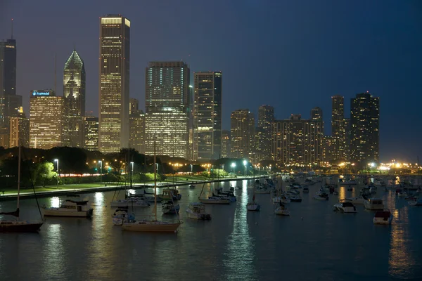 Noite Chicago Imagem De Stock
