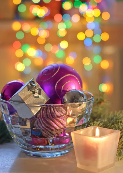 Regalo de Año Nuevo y decoración navideña — Foto de Stock
