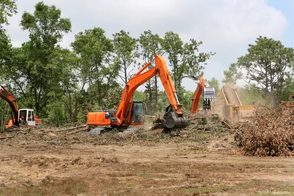 Backhoes clearing mark — Stockfoto