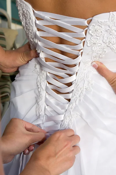 Lacing Wedding Gown — Stock Photo, Image