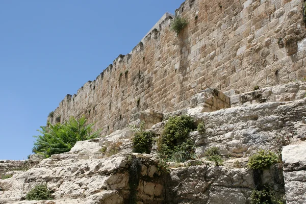 Oude stadsmuur van Jeruzalem, Israël — Stockfoto