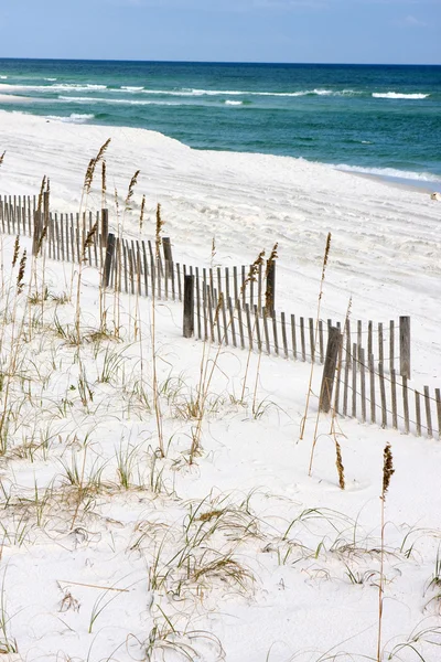 Deniz kıyısı boyunca kum çitler — Stok fotoğraf